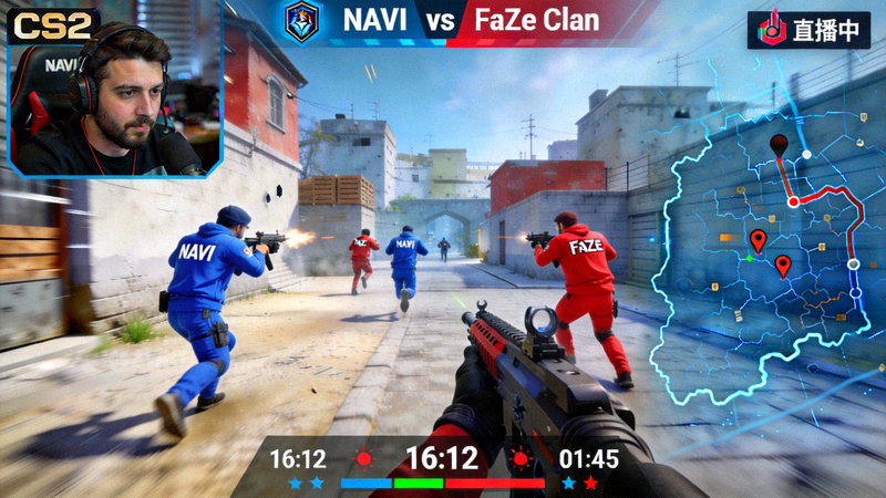 CS2 NAVI对阵FaZe Clan比赛直播画面
